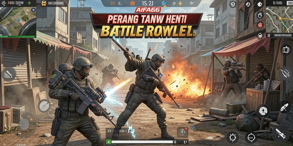 Screenshot AIFA66 menampilkan aksi Battle Royale yang mendebarkan.