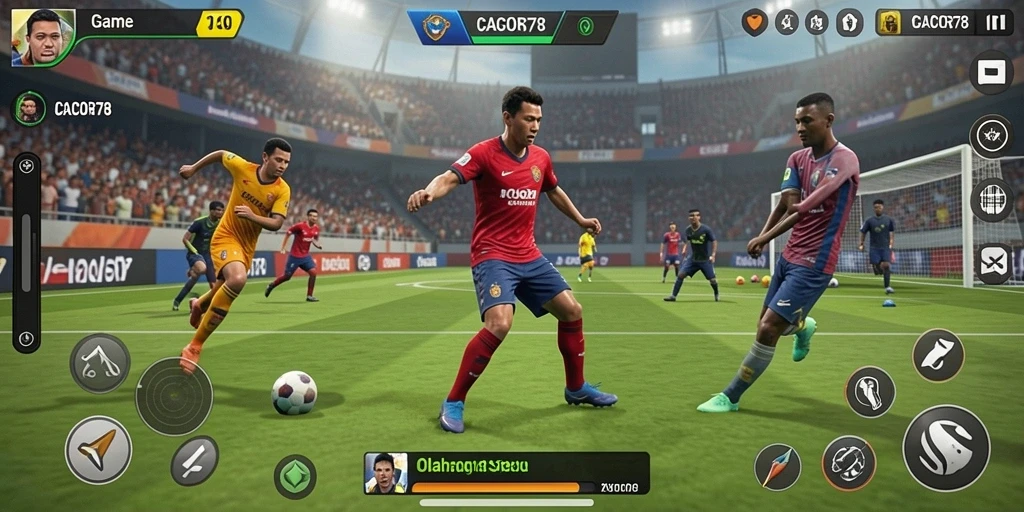 Screenshot utama CACOR78 menampilkan aksi olahraga yang mendebarkan.