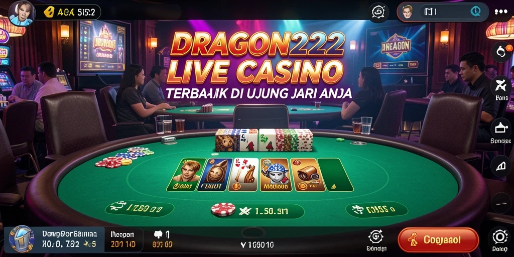 Screenshot gameplay DRAGON222 menampilkan dealer profesional dan suasana kasino yang dinamis.