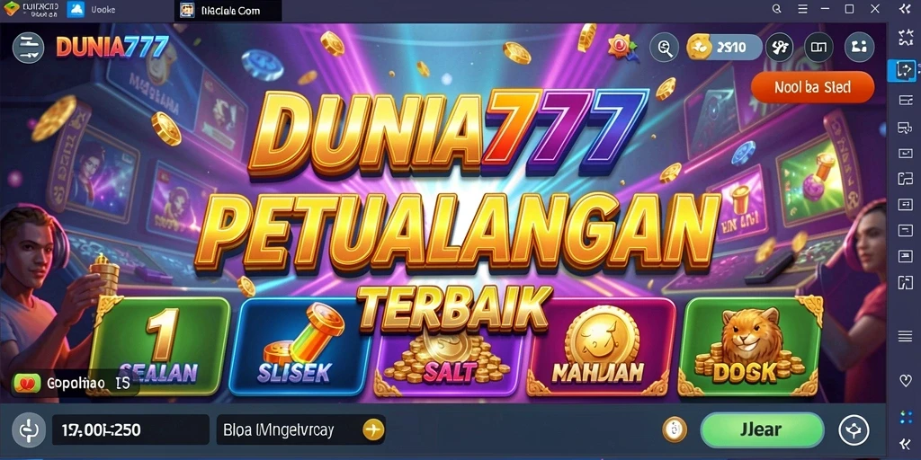 Screenshot utama DUNIA777 menampilkan gameplay Slot yang seru.