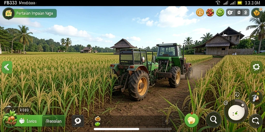 Tampilan screenshot utama FB333 dengan gameplay pertanian yang menarik.
