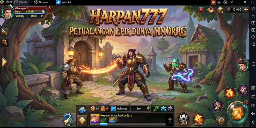 Screenshot gameplay HARAPAN777 menampilkan pertarungan epik dalam dunia MMORPG yang luas.