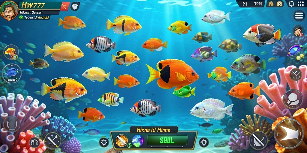 Screenshot aksi menangkap ikan di HW777 yang seru.