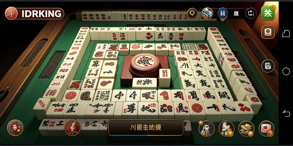 Screenshot gameplay IDRKING dengan tampilan ubin Mahjong yang menarik.