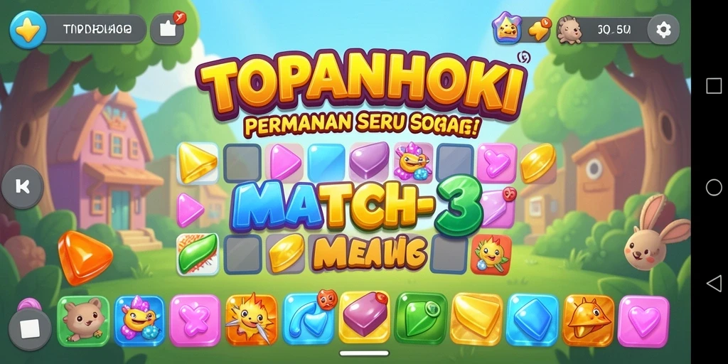 Tangkapan layar menunjukkan gameplay seru dari TOPANHOKI dengan aksi mencocokkan objek.